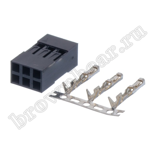 Разъем 2х3 гнездо на кабель, шаг 2.54мм, с контактами фото 4