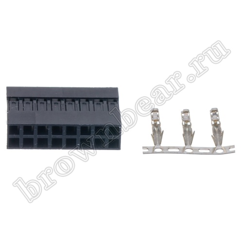 Разъем 2х8 гнездо на кабель, шаг 2.54мм, с контактами фото 5