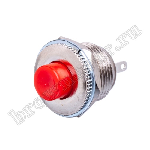 Кнопка без фиксации в металлическом корпусе, круглая на блок, НР, 220В, красная PSW-3-R