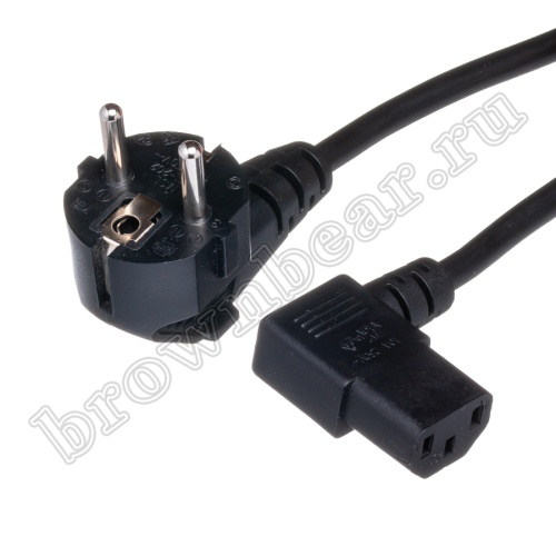 Кабель (шнур) питания  220В IEC320, CEE7/7 - C13, угловой, черный, 10А (3x0.75мм²), 1.8 метра фото 2