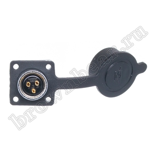 Разъём М14 3 контакта розетка на блок, квадратный фланец фото 4