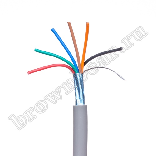 Кабель сигнальный коммуникационный 6 проводов, 24AWG, бухта 50м, экранированный, серый SIN YU