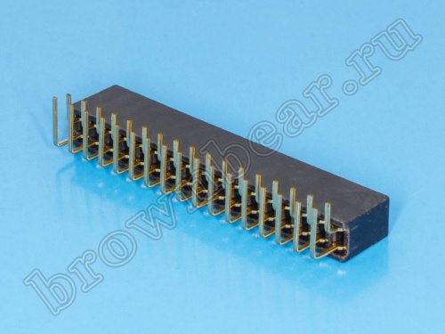 Разъем 2х17 гнездо на плату, шаг 2.54мм, прямой угол фото 2