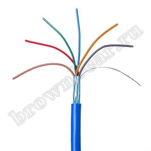 Кабель синий 6 проводов экранированный сигнальный