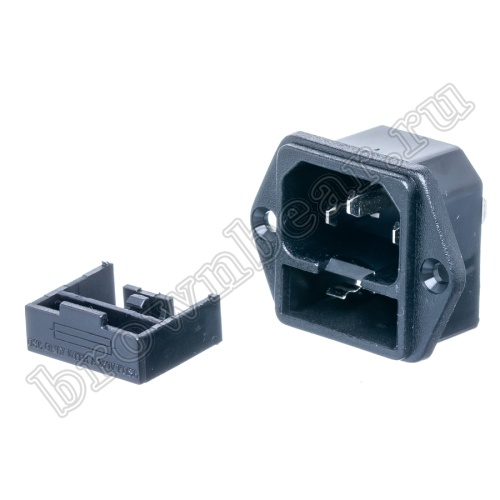Разъем питания IEC C14, вилка на блок,  с держателем предохранителя 5х20мм, крепление винты, 10A фото 3
