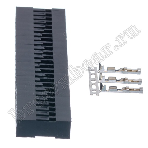 Разъем 2х25 гнездо на кабель, шаг 2.54мм, с контактами фото 3