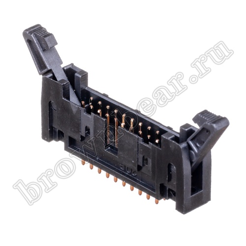 Разъем IDC 2х10 вилка на плату, шаг 2.54мм, с защелками SCM-20 фото 5