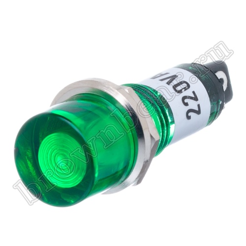 Лампа неоновая  индикаторная с резистором  220В, d 12 мм, зеленая