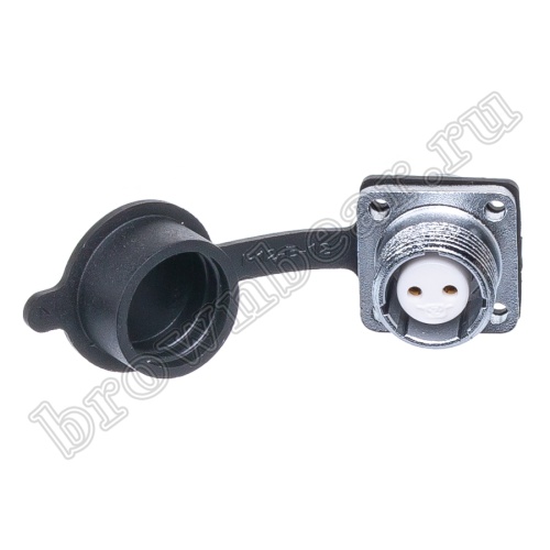 Разъём М14 2 контакта розетка на блок, квадратный фланец фото 2