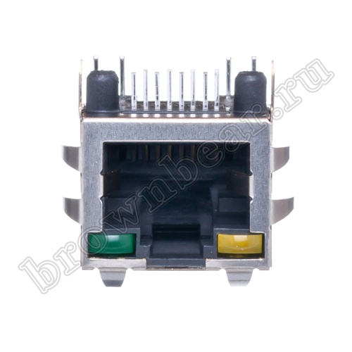 Разъём RJ-45 гнездо на плату, 8P8C, 2 светодиода (желтый-зеленый), экранированный, тип 18 TJ18-L8P8C-4 фото 10