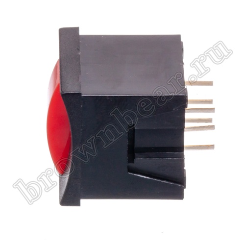 Кнопка мини без фиксации с щелчком, красная в черном корпусе PSM2-2-R-B   фото 3