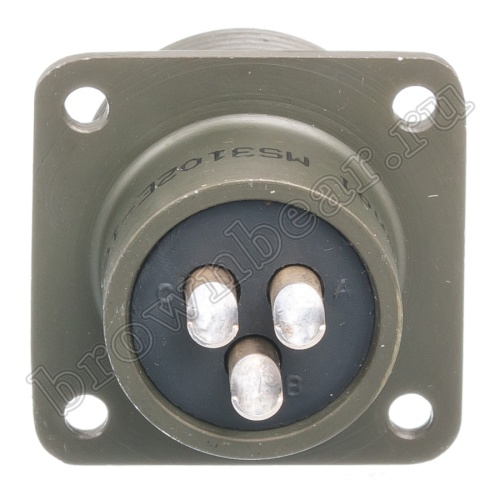 Разъём Amphenol серии MS, 3 контакта, розетка на блок, тип 16, резьбовой MS3102E-16-10S фото 3