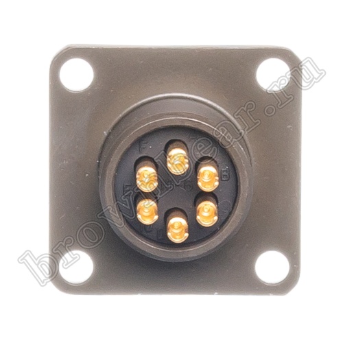 Разъём Amphenol серии 62IN, 6 контактов, розетка на блок, тип 10, байонетный 62IN-12E-10-6S фото 4