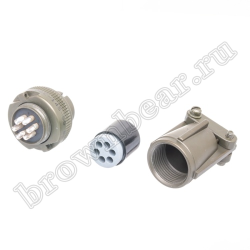 Разъём Amphenol серии MS, 6 контактов, розетка на кабель, тип 14S, резьбовой MS3106E-14S-6S фото 6