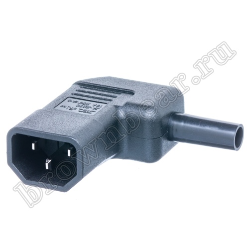 Разъем питания IEC C14, вилка на кабель разборная, прямой угол, тип 2, 10A
