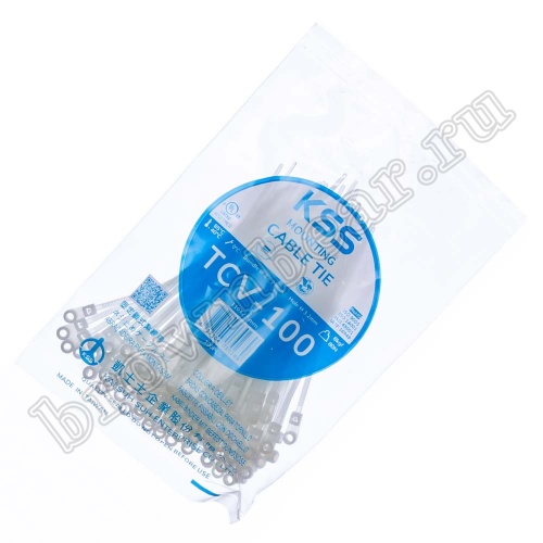 Стяжка (хомут) нейлоновая 100 x 2.5 мм с крепежным отверстием, белая, упаковка 100 шт. TCV-100 фото 5