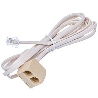 Удлинитель телефонный, 1 вилка-2 гнезда RJ-11, 2,1м 