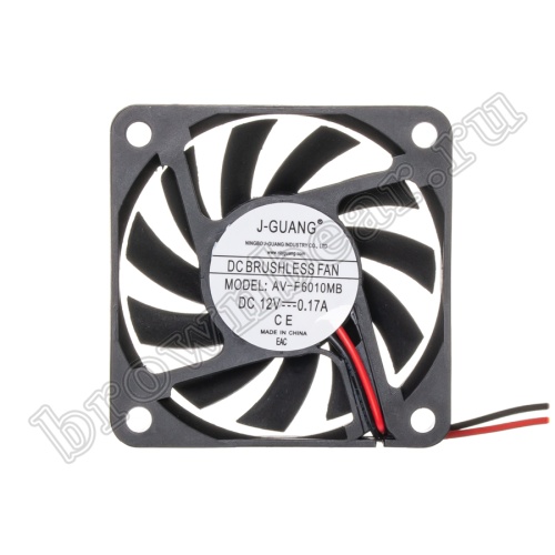 Вентилятор для корпуса 60х60х10, DC 12В, 0.17А,  подшипник качения, AV-F6010MB
