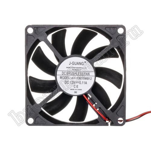 Вентилятор для корпуса 80х80х15, DC 12В, 0.11А,  подшипник качения, AV-F8015MB12