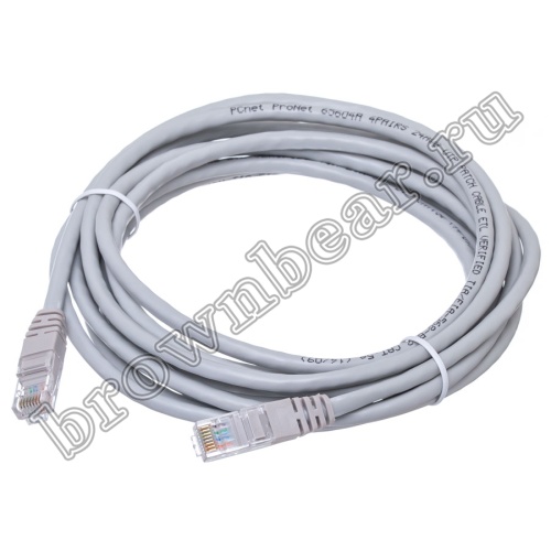 Патч-корд UTP RJ-45, категория 5e, литой, 4 метра, серый 