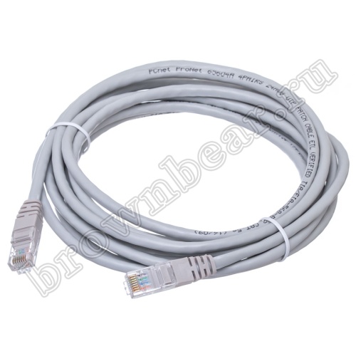 Патч-корд UTP RJ-45, категория 5e, литой, 4 метра, серый 