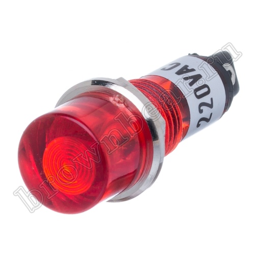 Лампа неоновая  индикаторная с резистором  220В, d 12 мм, красная