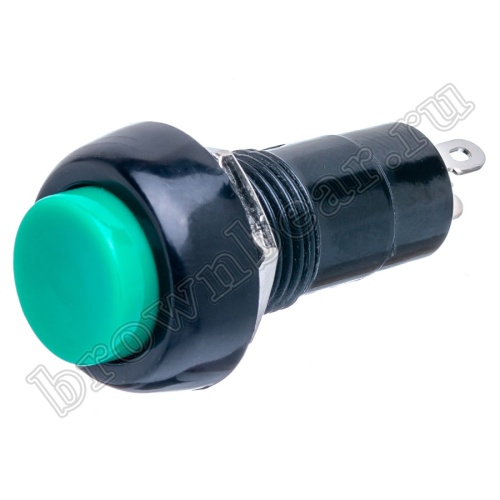 Кнопка без фиксации, круглая на блок, НР, 220В, зеленая PSW-6M-G