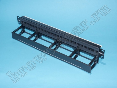 Патч-панель 24 порта RJ-45, кат.6, универсальная с органайзером, PCnet  фото 3