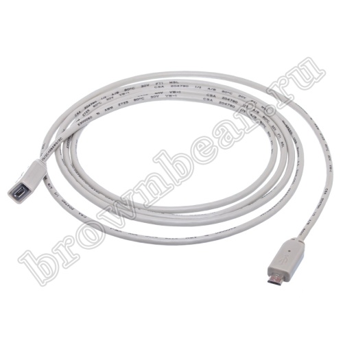 Кабель интерфейсный type micro USB вилка - гнездо, 1.8 метра