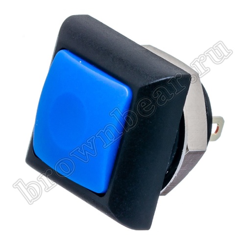 Кнопка влагозащищенная IP67 без фиксации, квадратная на блок, НР, синяя PSW-8-Bl