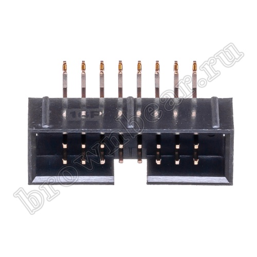 Разъем IDC 2х 8 вилка на плату, шаг 2.54мм, прямой угол BH-16R фото 2