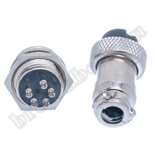 Разъем GX16 (M16) 5 контактов, розетка на кабель + вилка на блок, комплект AC-M16-5 фото 3