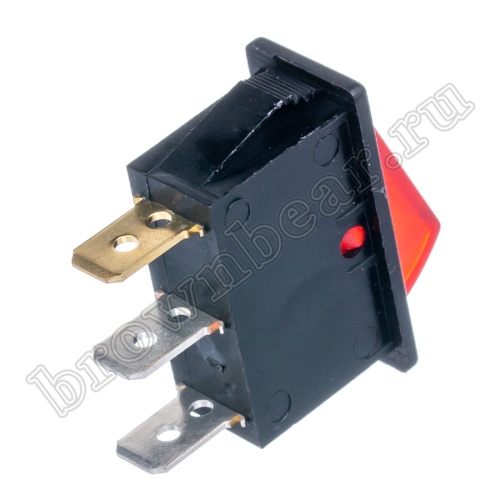 Выключатель клавишный (рокерный) 220В, 3 контакта (on-off), 30х11мм, с подсветкой, красный SWR-51/L фото 3