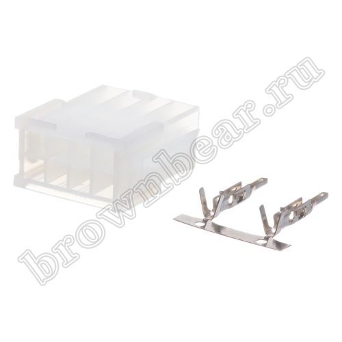 Разъем питания Mini-Fit 8 контактов, вилка на кабель, шаг 4,2мм MF-8M фото 2