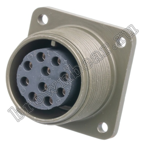 Разъём Amphenol серии MS, 10 контактов, розетка на блок, тип 18, резьбовой MS3102E-18-1S