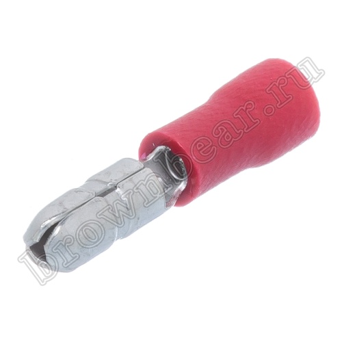 Клемма штекерная обжимная тип "B" 4.0 мм вилка на провод 0.5 - 1.5 мм², изолированная, кратно 100шт. TBI-1.25-4M