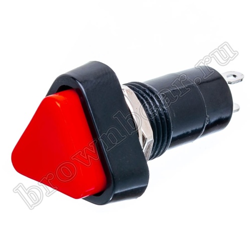 Кнопка с фиксацией, треугольная на блок, НР, 220В, красная PSW-6FC-R