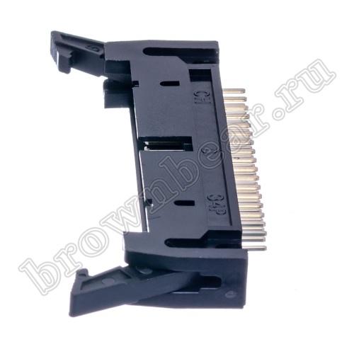 Разъем IDC 2х17 вилка на плату, шаг 2.54мм, с защелками SCM-34 фото 3