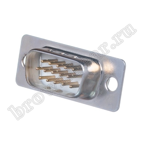 Разъем D-SUB 15 контактов высокой плотности, вилка на кабель, пайка DHS-15M