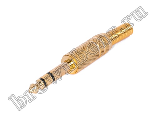 Разъём Jack 1/4" стерео штекер 6.35мм, металлический корпус AUD-22
