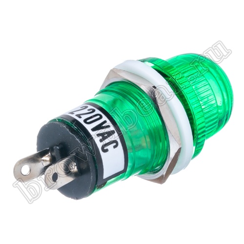 Лампа неоновая индикаторная с резистором 220В, d 14 мм, зеленая фото 3