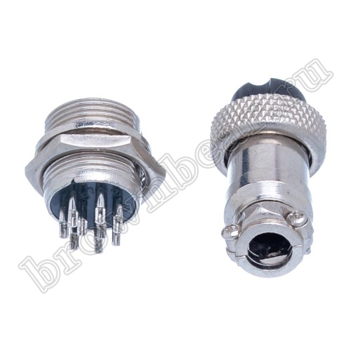 Разъем GX16 (M16) 9 контактов, розетка на кабель + вилка на блок, комплект AC-M16-9 фото 3