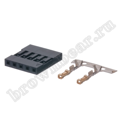Разъем 1х5 гнездо на кабель, шаг 2.54мм, с контактами