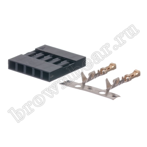 Разъем 1х5 гнездо на кабель, шаг 2.54мм, с контактами фото 4