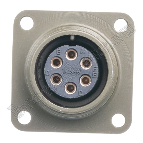 Разъём Amphenol серии MS, 6 контактов, розетка на блок, тип 14S. резьбовой MS3102E-14S-6S фото 5