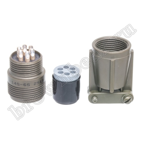 Разъём Amphenol серии MS, 6 контактов, розетка на кабель, тип 14S, наружная резьба MS3101E-14S-6S фото 5