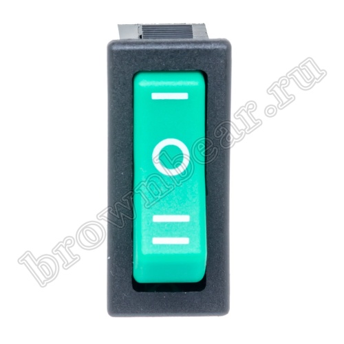 Выключатель клавишный (рокерный) 220В, 3 контакта (on-off-on), 28х12мм, зеленый SWR-55G фото 3