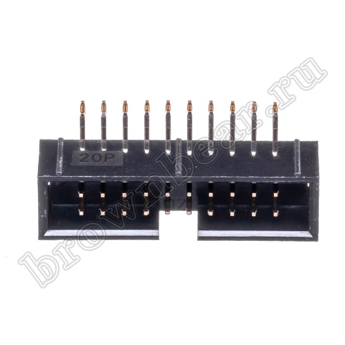 Разъем IDC 2х10 вилка на плату, шаг 2.54мм, прямой угол BH-20R фото 2