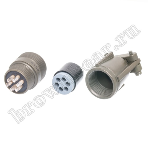 Разъём Amphenol серии MS, 6 контактов, розетка на кабель, тип 14S, наружная резьба MS3101E-14S-6S фото 6