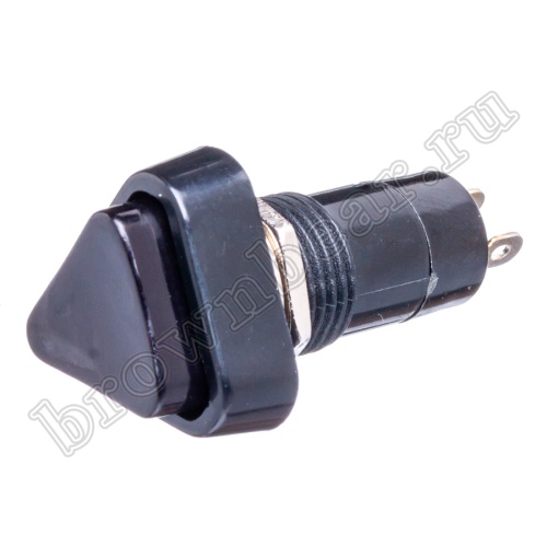 Кнопка без фиксации, треугольная на блок, НР, 220В, черная PSW-6C-B